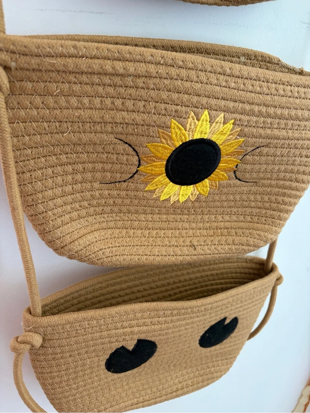 Tan Kids Hanging Storage Organizer with Sunflower and Animal Faces
